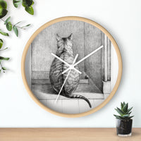 Sitting cat (1812) drawing by Jean Bernard - Wall clock