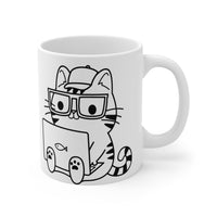 Boy Nerd Cat - Ceramic Mug 11oz