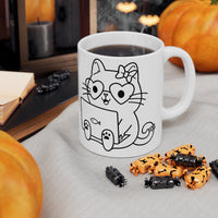 Girl Nerd Cat - Ceramic Mug 11oz