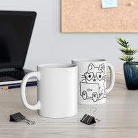 Girl Nerd Cat - Ceramic Mug 11oz